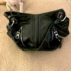 B. Makowsky Black Tote with Inner Pocket and Zipper/chain details